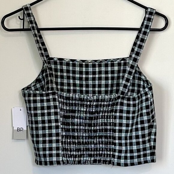 NWT BP by Nordstrom Mason Plaid Smocked Back Crop Top - Small - Picture 8 of 8